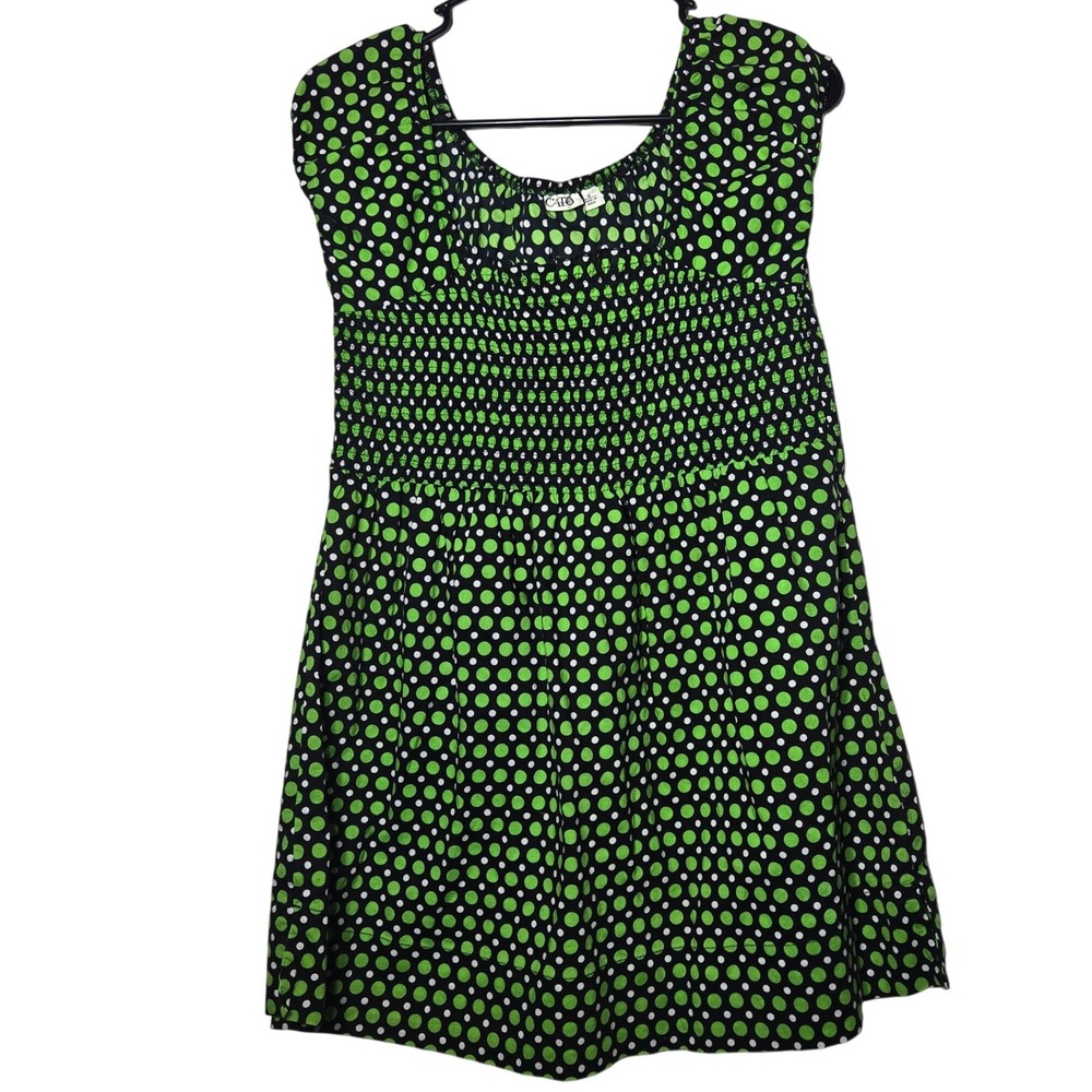 Cato Womens Polka Dot Smocked Top Small‎ Y2K Mod Retro Babydoll Indie Summer